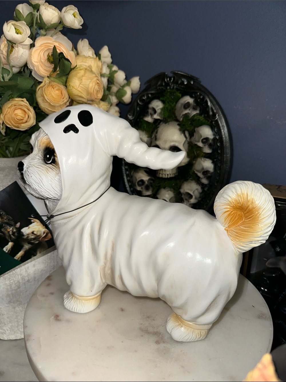 Halloween White Ghost Dog Costume Figurine - Pet Decor - Picture 2 of 3